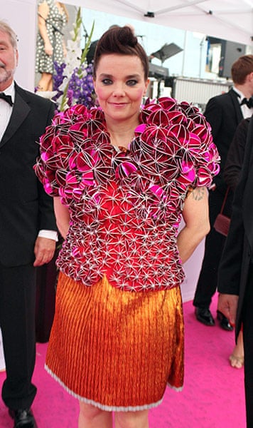 bjork pink dress Bjork's Best Red Carpet Fashion Moments