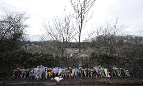 Flowers at the side of the road where the body of Joanna Yeates was found on Christmas Day