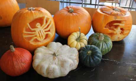 Carving a pumpkin for halloween