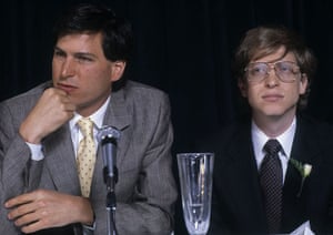 steve jobs dies: 1984: Jobs with his rival Bill Gates, co-founder of Microsoft