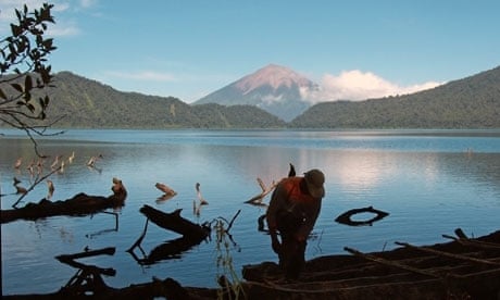 Lake Gunung Tujhu in Sumatra, Indonesia