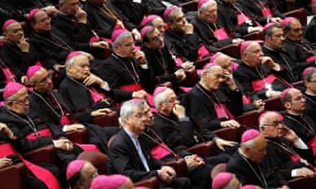 Bishops listening to Pope Benedict XVI at the Vatican