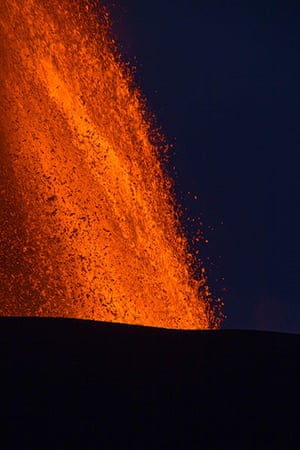 Mount Nyamulagira Congo: lava erupts from the volcano