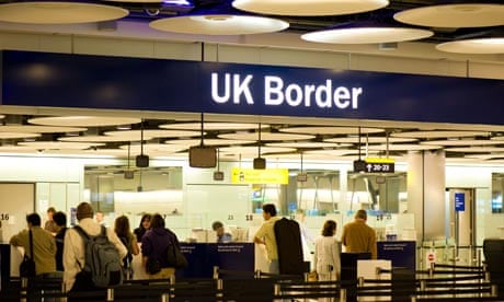 UK Border control at Terminal 5 Heathrow Airport