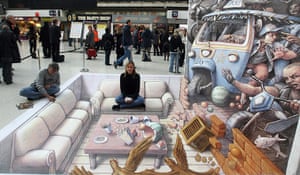 3D pavement art: 3D artwork at Waterloo Station