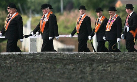 Orangemen march in west Belfast