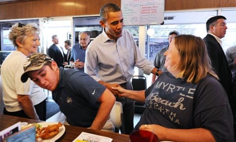 President Obama greets diners