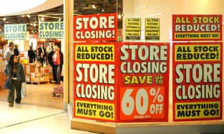 Shops are hard hit by recession.