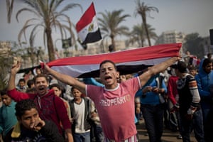 Elections in Egypt: A protester chants slogans during a rally