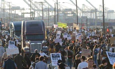 Oakland protesters march on the port.
