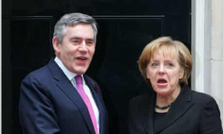 Gordon Brown and Angela Merkel in Downing Street