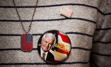 Republican supporter with Newt Gingrich badge
