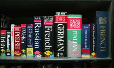 dictionaries on shelf