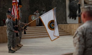 US troops in Baghdad lower the US forces-Iraq colours