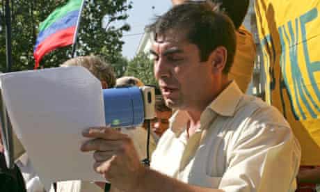 Kamalov attends an opposition protest in the Dagestani capital Makhachkala in 2008.