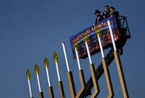 Hanukkah: The National Menorah is lit on the National Mall in Washington DC