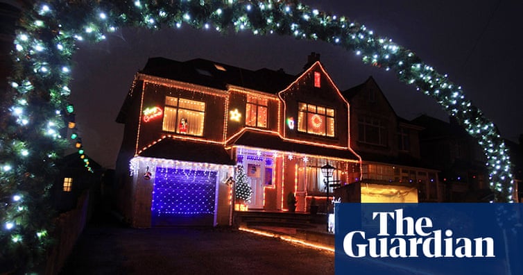 Christmas outdoor lighted gift led box boxes decorations light illuminations larger Houses transformed by Christmas lights – in pictures | Life and style