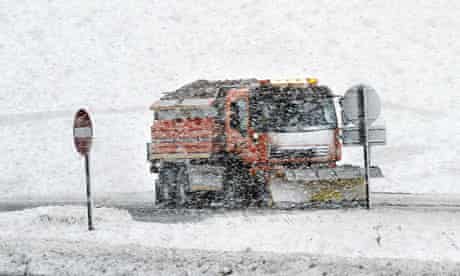 A snow plough on the A66 between Yorkshire and Cumbria