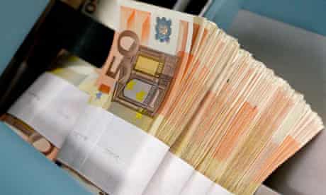 Fifty-euro notes at the Belgian Central Bank in Brussels