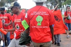 COP17 in Durban: protesters during rally outside the conference center 