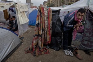 Tent city, Cairo: Protesters in tent city