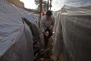 Tent city, Cairo: Protesters in tent city