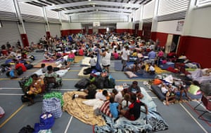 Cyclone Yasi preparations: Evacuees rest at Wooree Sport Complex in Cairns