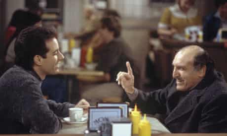 Len Lesser, right, with Jerry Seinfeld in The Bookstore, a 1998 episode of the sitcom