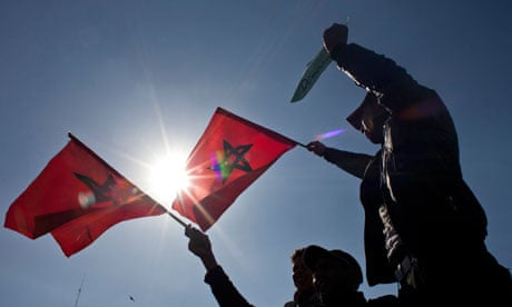 Morocco protest flag Casablanca