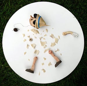 in pictures: broken: Smashed Pinocchio figure