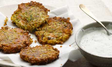 Courgette and manouri fritters