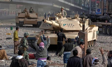 Egyptian army tanks in Tahrir Square Cairo, February 2011