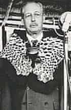 National Archives photo of Harold Macmillan in a ceremonial leopard skin, dated 1960