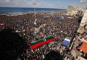 Benghazi Protests: Anti-Gaddafi protesters attend Friday prayers in Benghazi