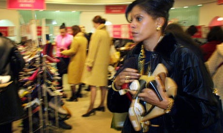 A shopper at the Harrods New Year sale