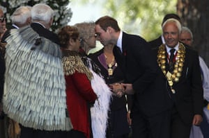Prince William: Prince William is welcomed with a traditional Maori hongi to a memorial service in Christchurch