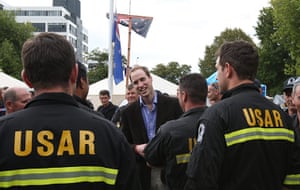 Prince William: Prince William meets rescue workers at Latimer Square in Christchurch