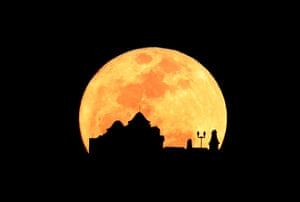 Super moon: The moon rises behind Century Tower at the University of Florida