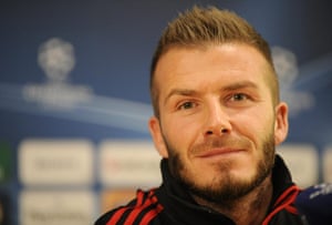 David Beckham: Beckham attends a press conference for his team in Milan