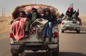 Eastern Libya: Libyan rebels on the road bewteen Al-Egila and Ras Lanuf