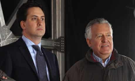 Ed Miliband and Peter Hain at TUC cuts protest march