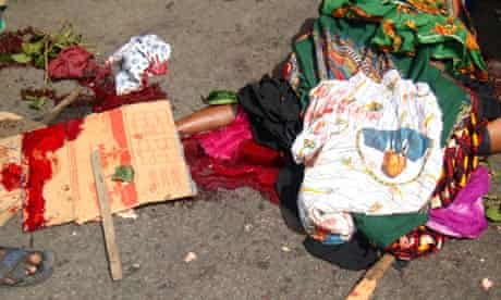 A picture allegedly shows the body of female protester shot dead in Abobo, Ivory Coast