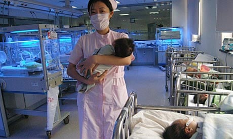 Newborn babies in a Chinese hospital