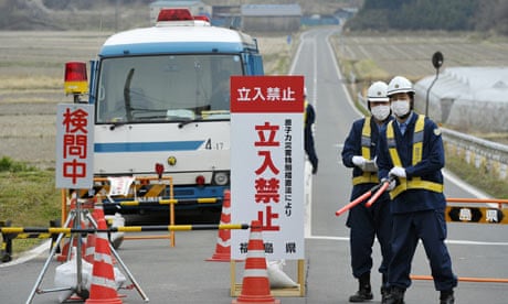 Police checkpoint in Minamisoma, Japan