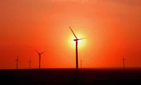 Wind turbines at sunset, Nei Mongol Autonomous Region, China