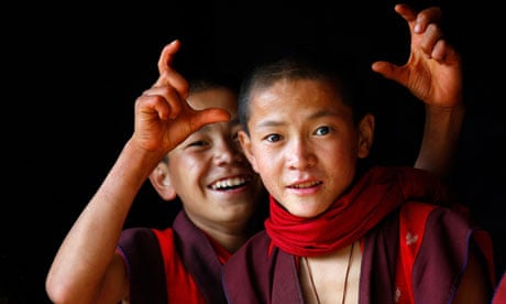 Young monks at a school near the Bhutanese town of Paro