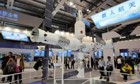 Model of China's homemade Tiangong 1 space station at Airshow China