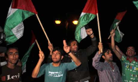 Palestinians celebrate in Gaza City