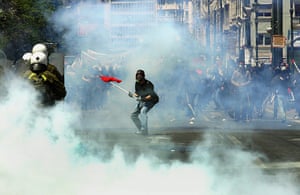 Protests in Athens: Protesters clash with riot police during a demonstration in central Athens
