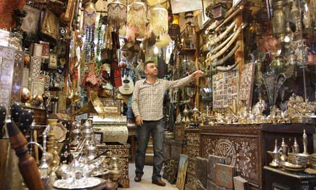 A vendor waits for tourists in Damascus
